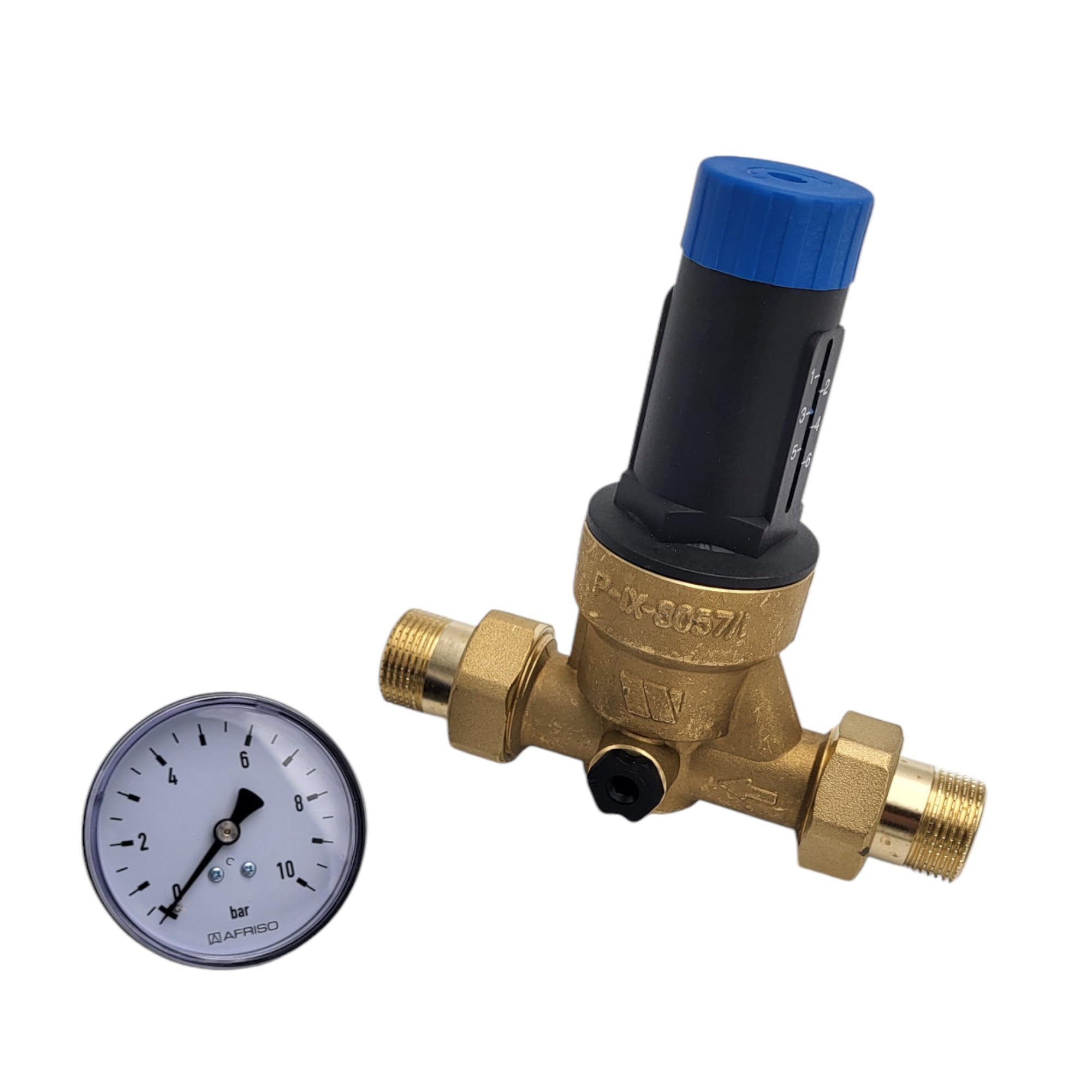 zbs24 Druckminderer für Wasser DN20-3/4 Zoll delphisXpert DRV mit Anschlussverschraubungen Aussengewinde - Handwerkerqualität DVGW geprüft - inkl. Manometer 0-10 bar
