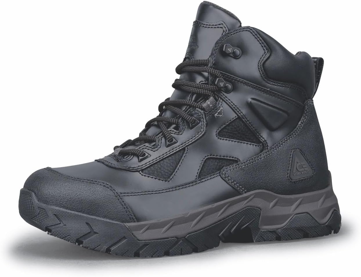 ACE Work Boots Glacier, Men's Steel Toe (ST) and Nano Composite Toe (NCT) Work Boots, Slip Resistant, Water Resistant, Black