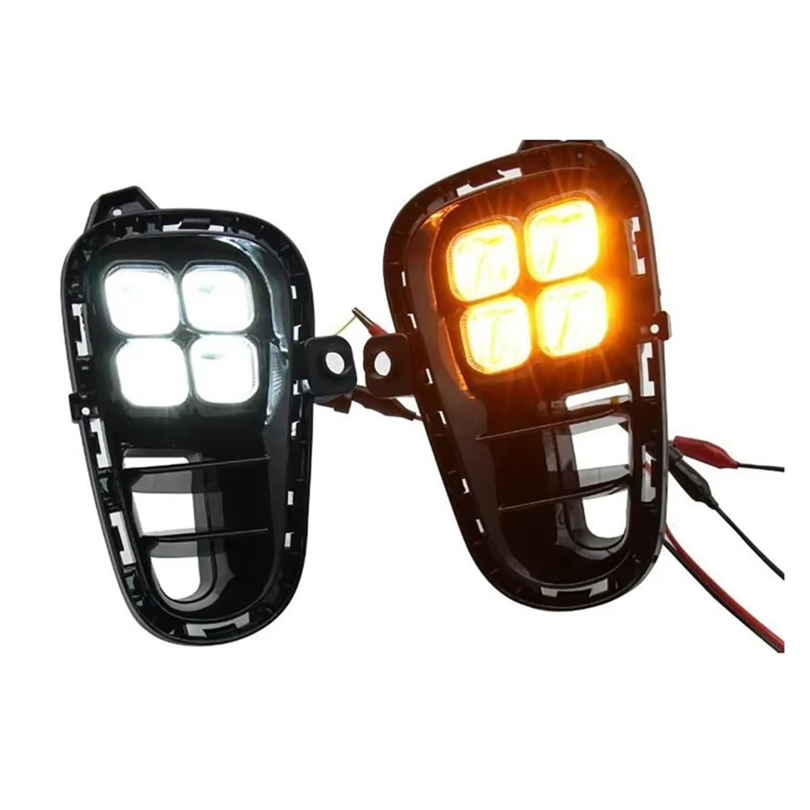 Genérico Para Kia Para Rio 2017-2020 Luces Diurnas LED DRL Intermitentes Faros Antiniebla Delanteros Blanco/amarillo Faros Antiniebla