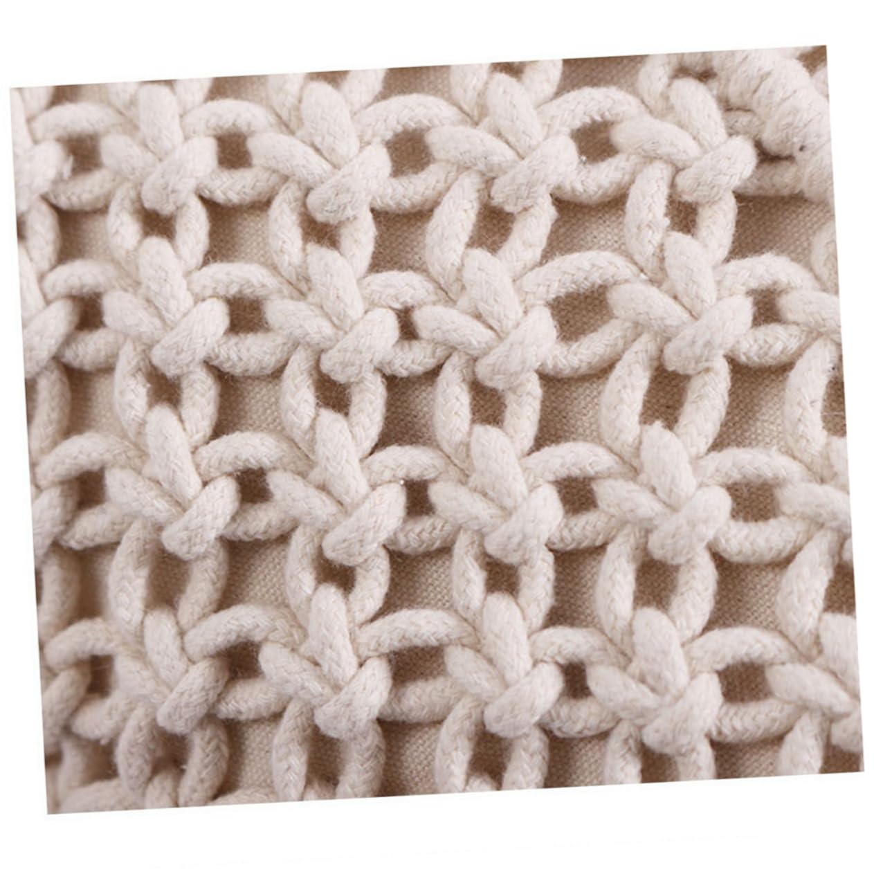 Fodera Cuscino Intrecciata a Mano Beige Frange 1 Pezzo | Cotone, Uso Casa e Regalo Inaugurazione, Copricuscino per Divano, Stile Semplice Delicato
