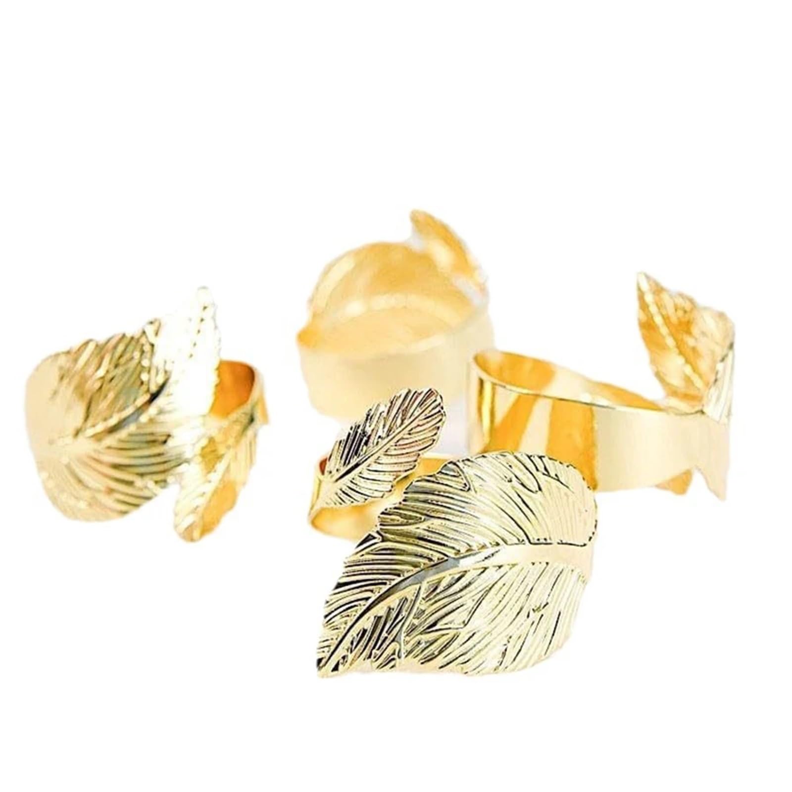 Lot de 50 ronds de serviette en métal en forme de feuille pour hôtel ou mariage