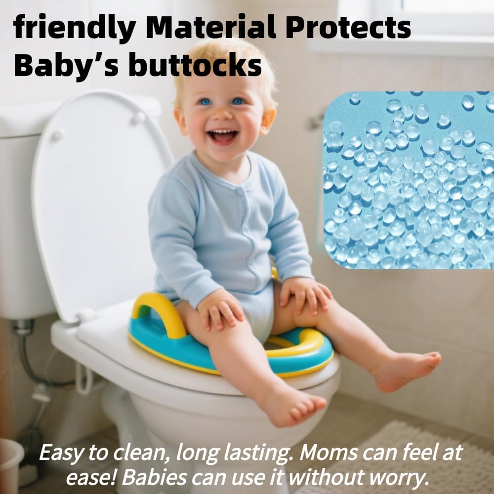 NonSlip Handle, potty seat potty training seat Soft Cotton Pad Potty Training Seat, Comfortable for Boys and Girls, potty training toilet, Food Grade PP Material (White)