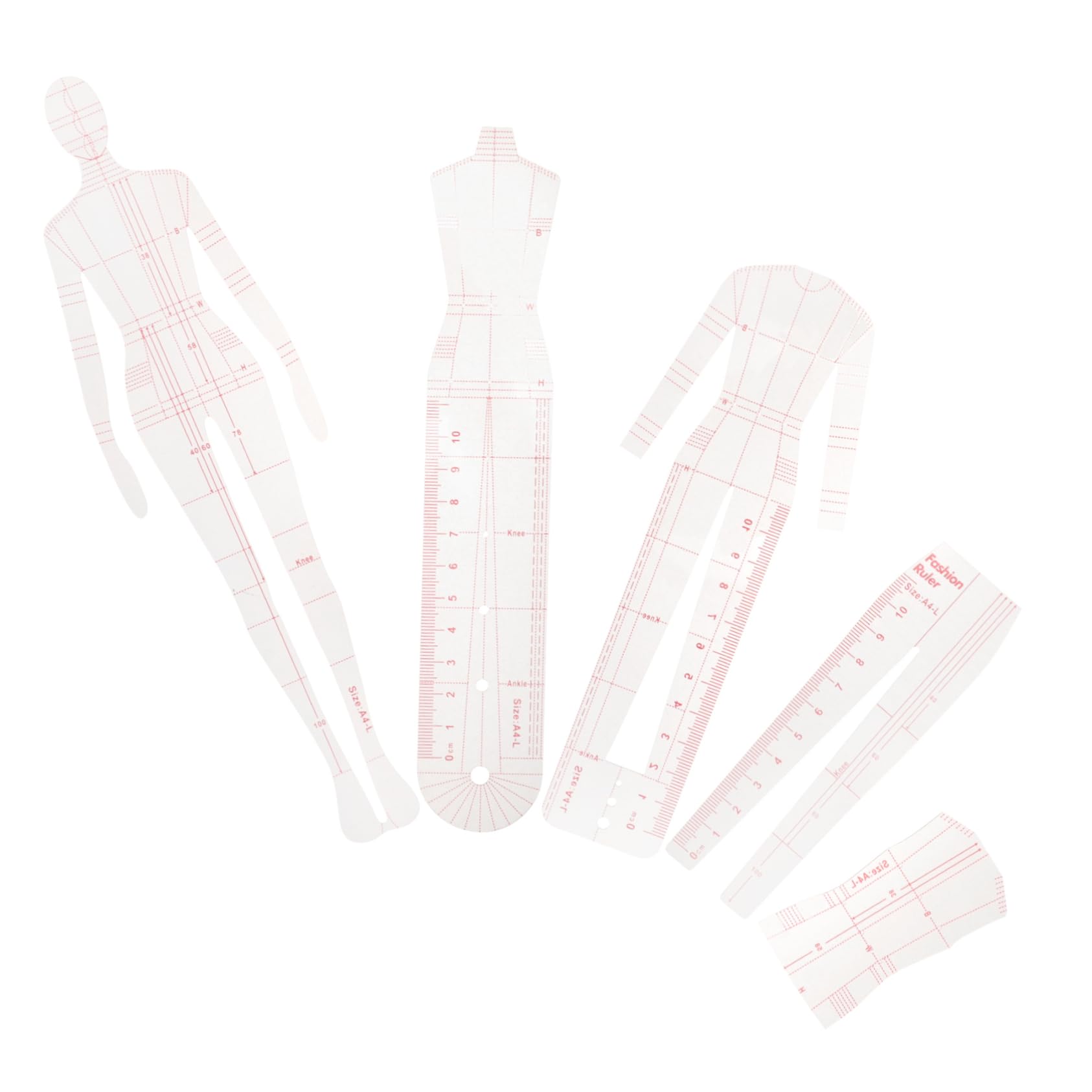 Holibanna 2 Series Plantillas De Acolchado De Acrílico Para Confección Diy Humanoide Para Patchwork Herramienta De Costura Para Principiantes Y Profesionales 5 Piezas*2