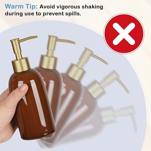 Miniatura 7 de Natheeph Dispensador de jabón de cerámica de 14 onzas, dispensador de bomba de jabón de cerámica, puede llenar líquido para bañococina (marrón)