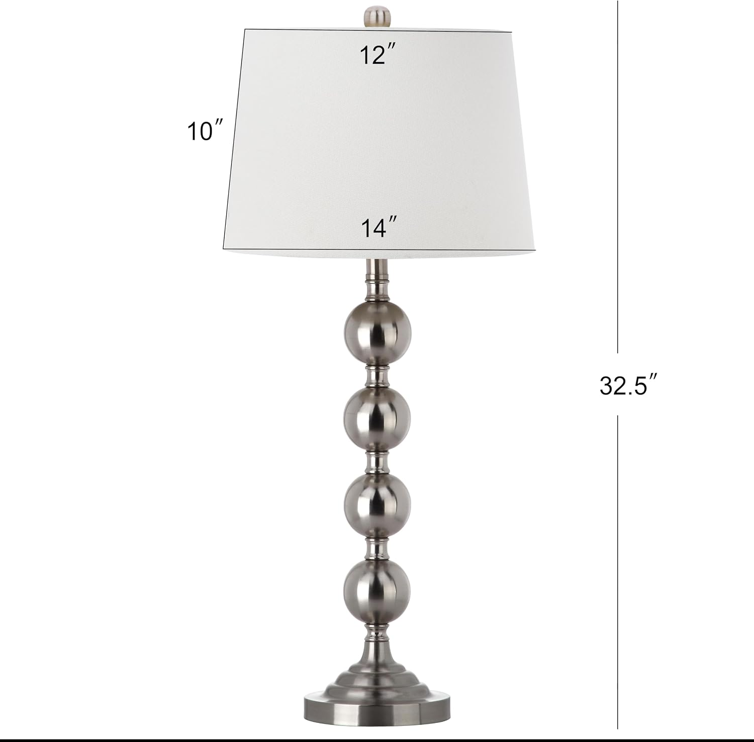 SAFAVIEH Lighting Collection Stacked Gazing Ball Modern Farmhouse Nickel 33-inch Bedroom Living Room Home Office Desk Nightstand Table Lamp Set of 2 (LED Bulbs Included)