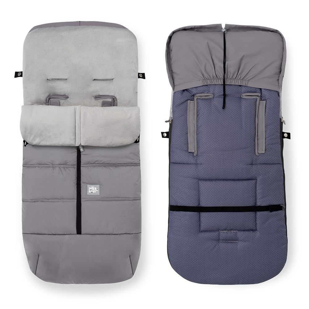 Chanceliere Bebe Passeggino Interbaby | Coperta Passeggino Bebe Inverno Morbido | Sacco a Pelo Passeggino Bebe Staccabile, Doppia Apertura, Lavaggio Facile, Materiali Anallergici, Grigio
