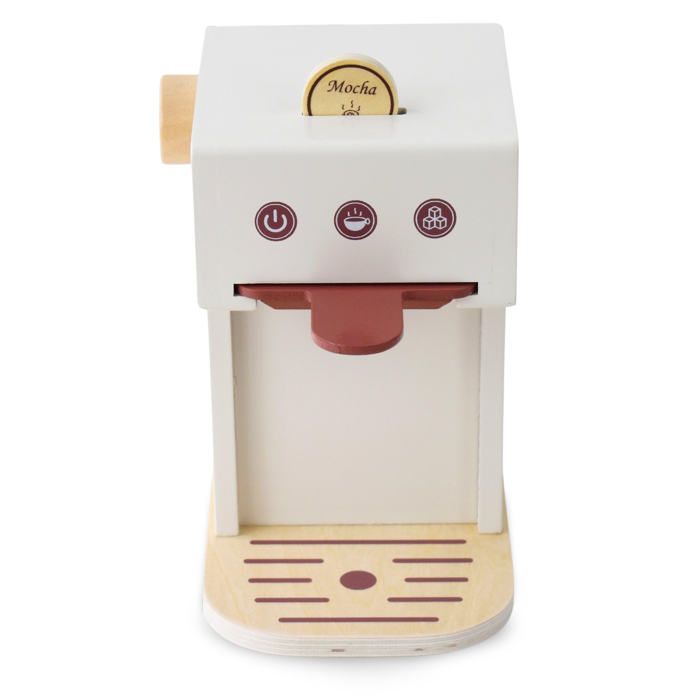 Mamabrum Macchina Caffè Giocattolo in Legno per Bambini 3+ - Set Barista con Cialde e Accessori - Gioco Educativo Nespresso Stile per Sviluppo Manualità e Creatività