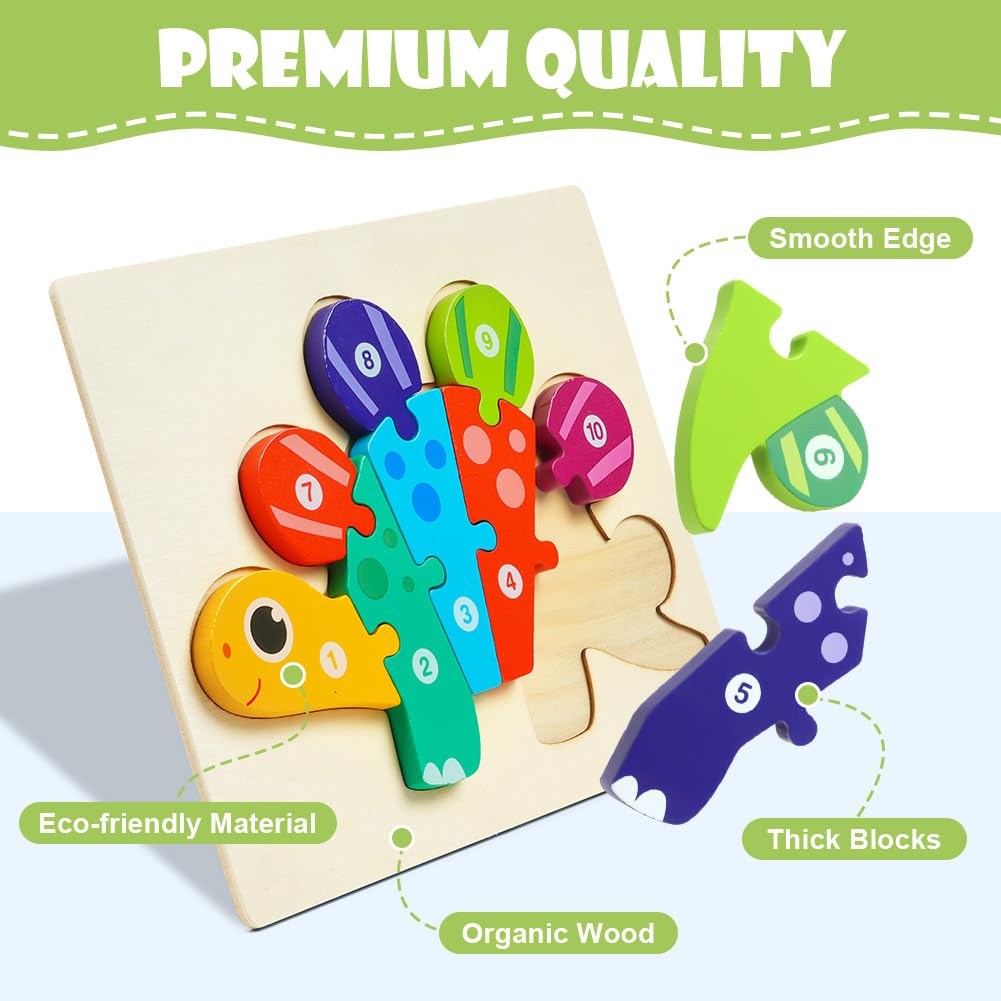 HOTUT Puzzle in Legno per Bambini, 2 Pezzi Legno Giocattoli, Giochi da Puzzle, Animali Montessori Giochi Bambino Educativi per Bambino Sopra i 1 Anni
