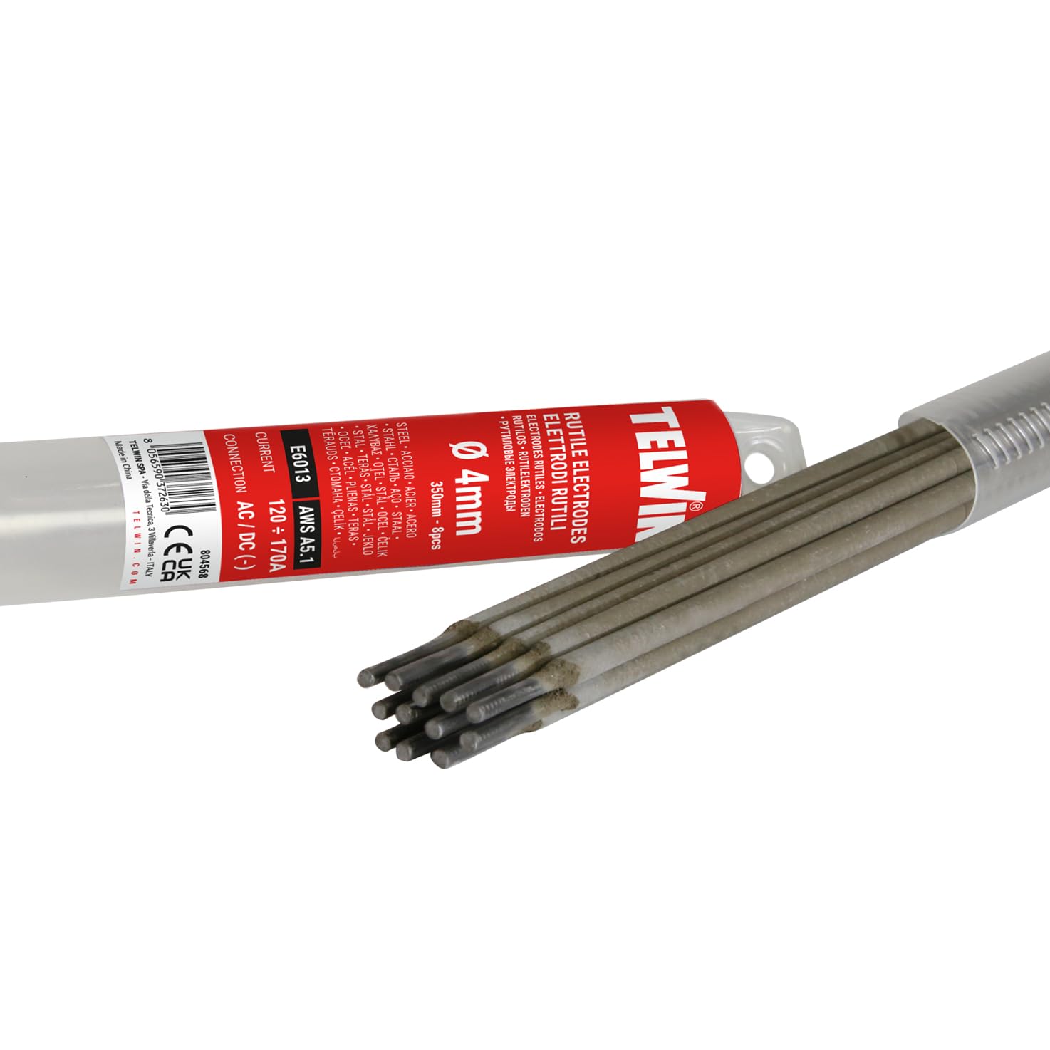 Telwin Electrodos rutiles en acero para soldar, D. 4 mm L 350mm, 8 piezas