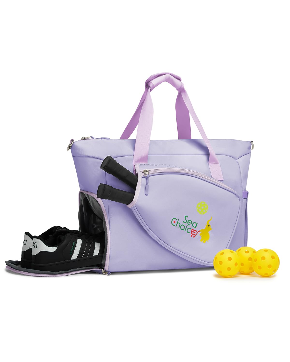 Sea Choice Pickleball Duffle Bag with Shoe Compartment Pickleball Tote Bag for Women Men with Paddle Holder Travel Sports Weekender