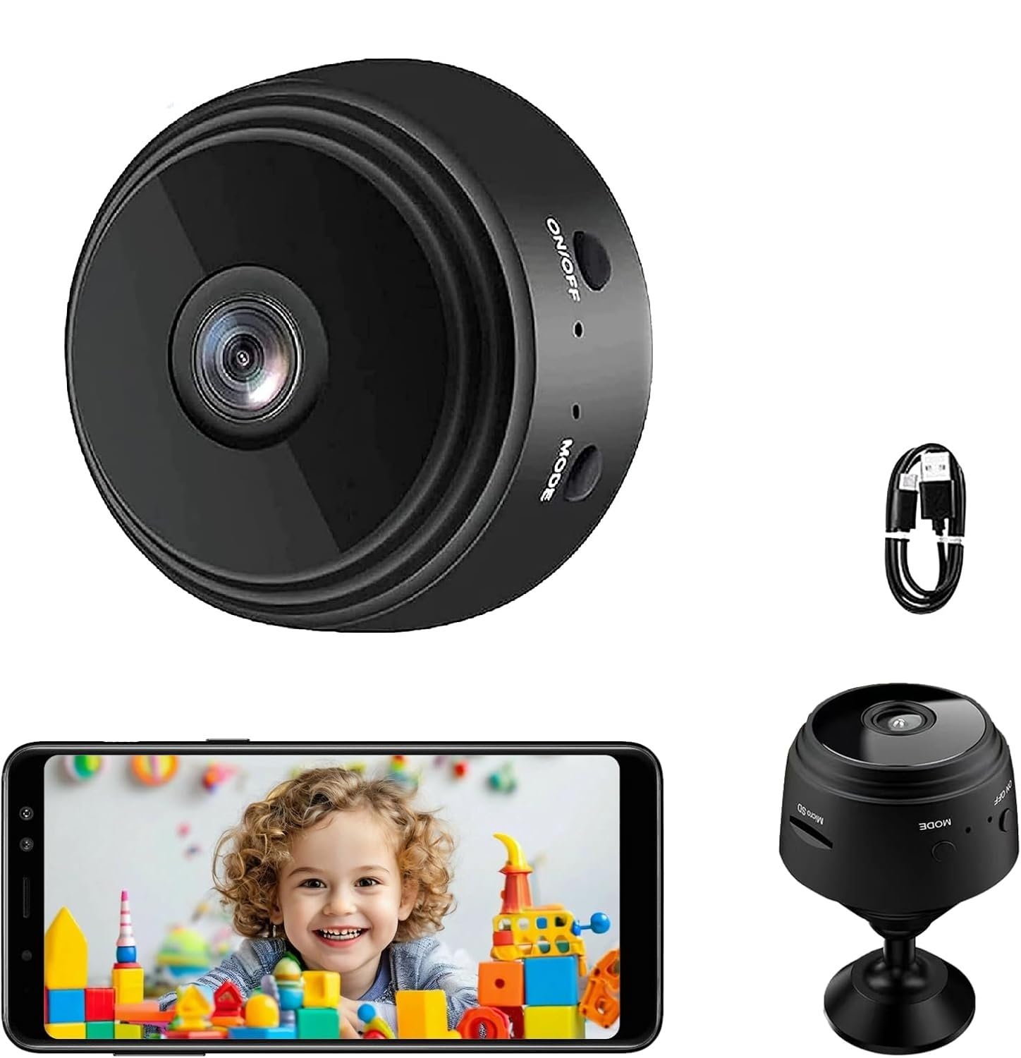Security Camera WiFi Camera Mini Camera A9 Security Camera Wireless Surveillance Hd 1080p Night Vision for Car Home Office Black-image-44