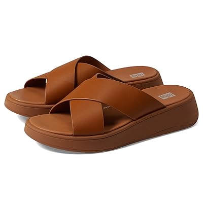 FitFlop F Mode Leather Flatform Cross Slides Women