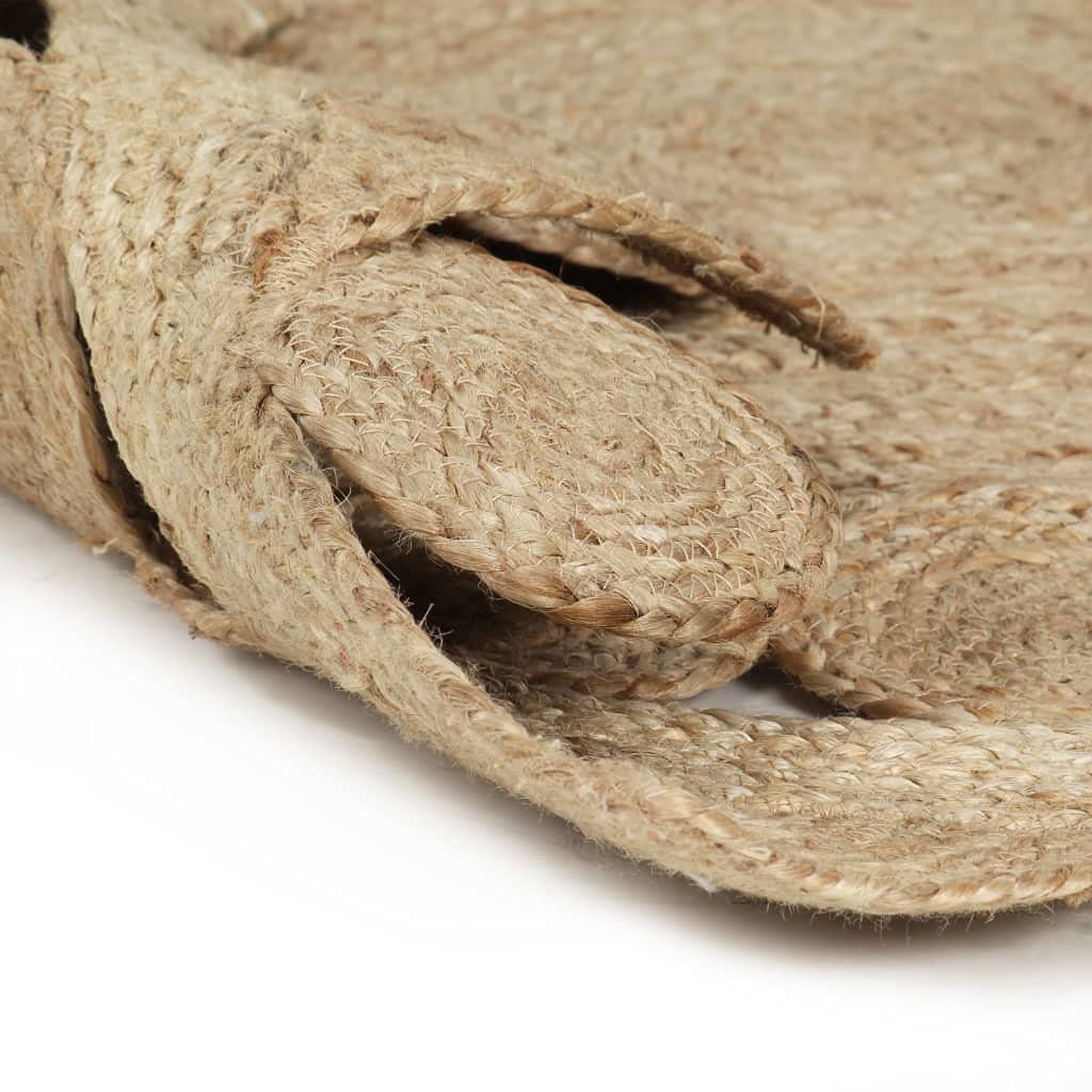 Tapis de jute tressé à la main - 150 cm - Revêtement de sol en fibre naturelle avec motif traditionnel pour intérieur élégant - Durable et facile d'entretien