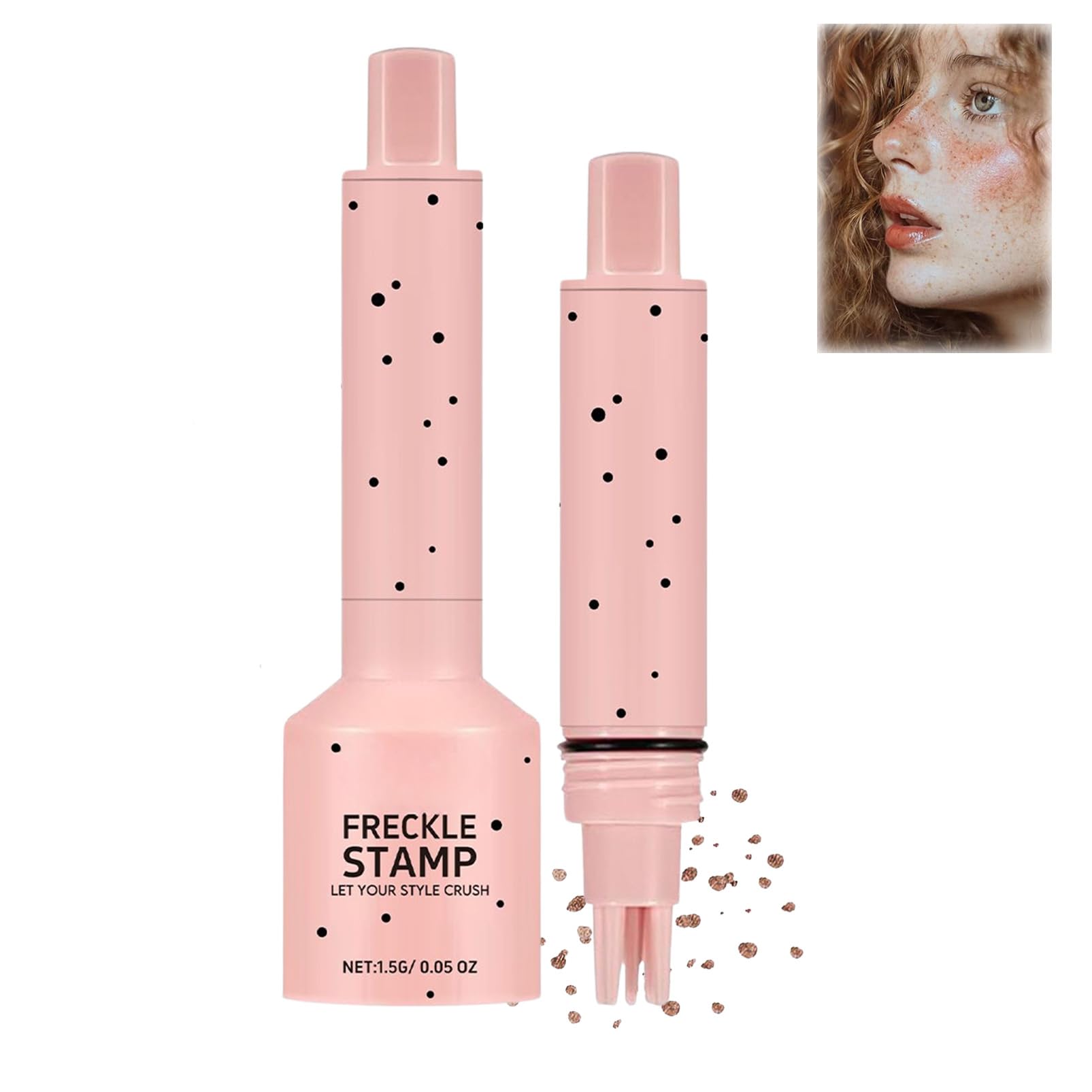 Freckle Stamp Pen,Natural Looking Lifelike Freckle Makeup Pen,Waterproof Long-lasting Facial Spots Fake Freckles Stamps for Sunkissed Makeup,Suitable for Cold and Warm SkinTonesLight Brown