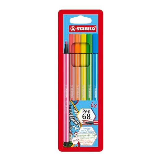 Rotulador premium STABILO Pen 68 - Estuche con 6 colores neón