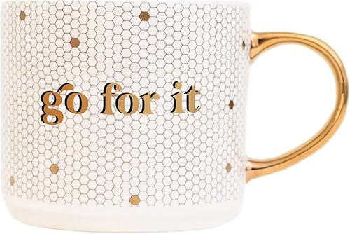 SWEET WATER DECOR Tazas de café Tile Novedosas tazas de café Taza de café con mango dorado de 17 onzas Apto para microondas y lavavajillas