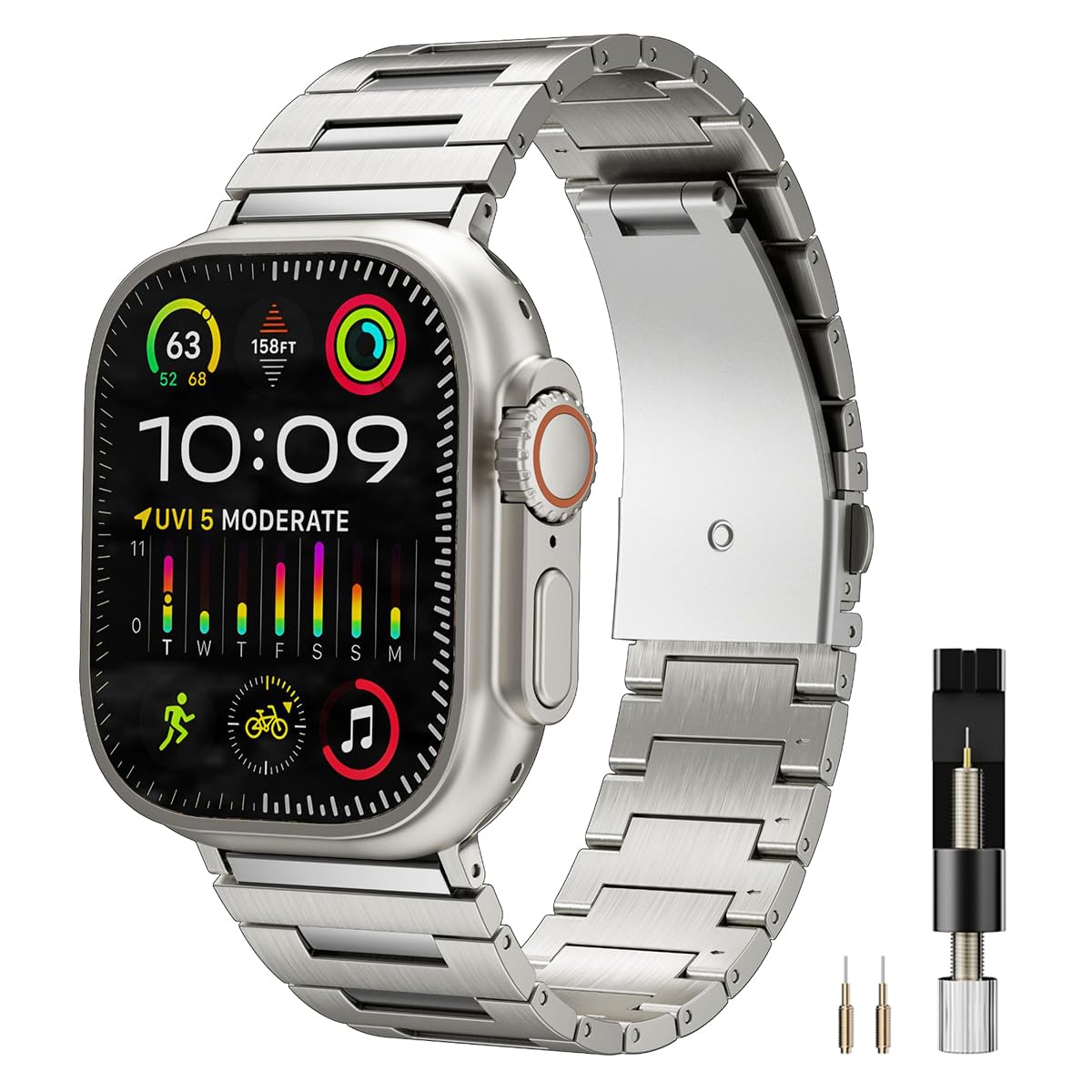 Miimall Titanium Strap for Apple Watch Ultra 3 Series 11 10 9 8 7 6 5 4 SE 3 2 1