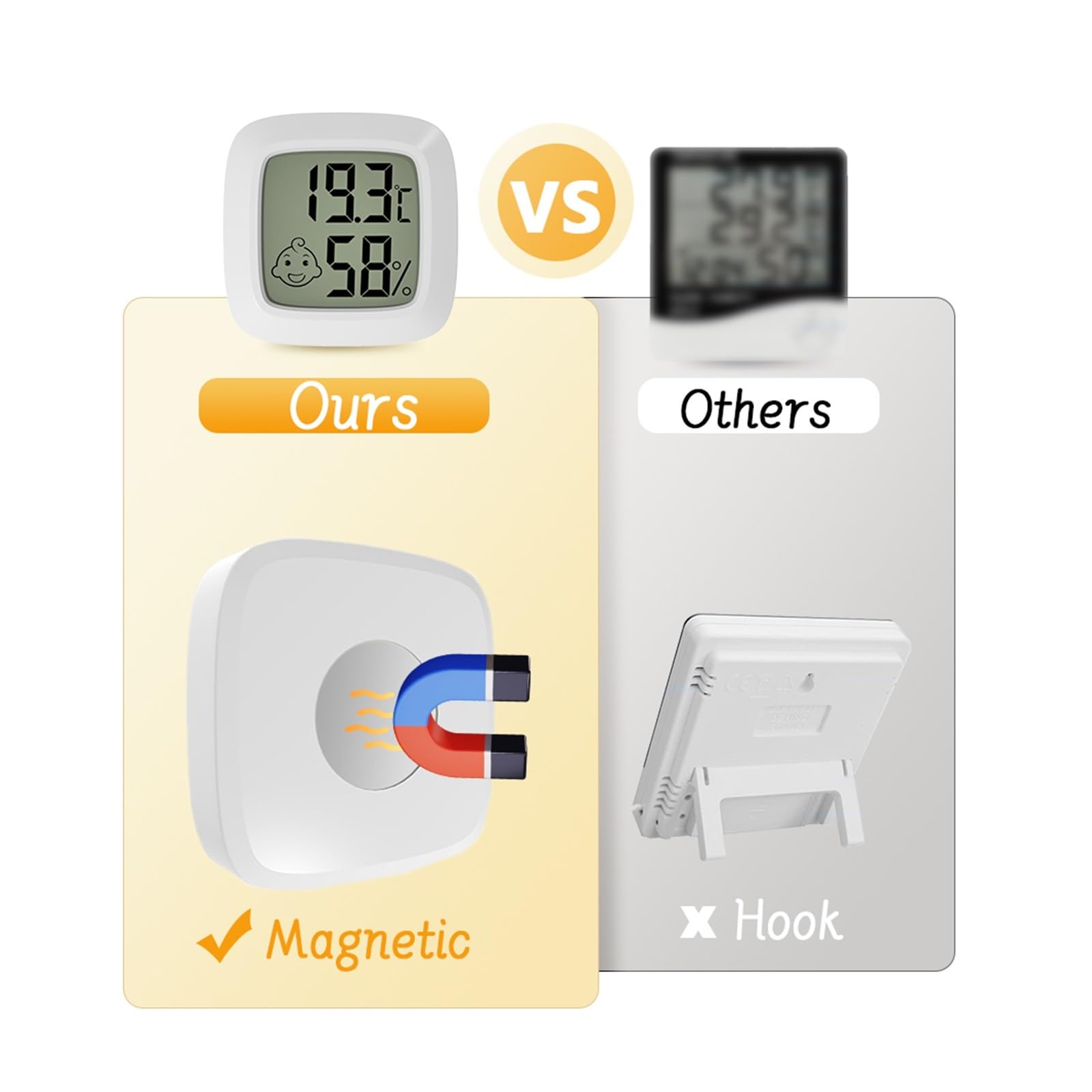 Mini Termómetro Digital LCD Magnético, Higrómetro, Sensor De Temperatura Ambiente, Medidor Humedad, Interior, Estación Meteorológica Preciso Rápido Monitorización Tiempo Real(5pcs)
