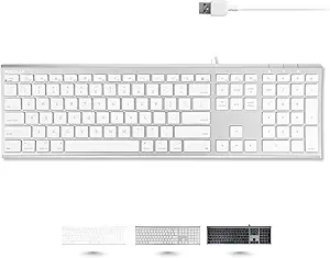 Macally Wired Keyboard for Mac, Compatible Apple Keyboard with Numeric Keypad - Slim, Space-Saving Design for, MacBook Pro/Air Laptop, iMac Replacement