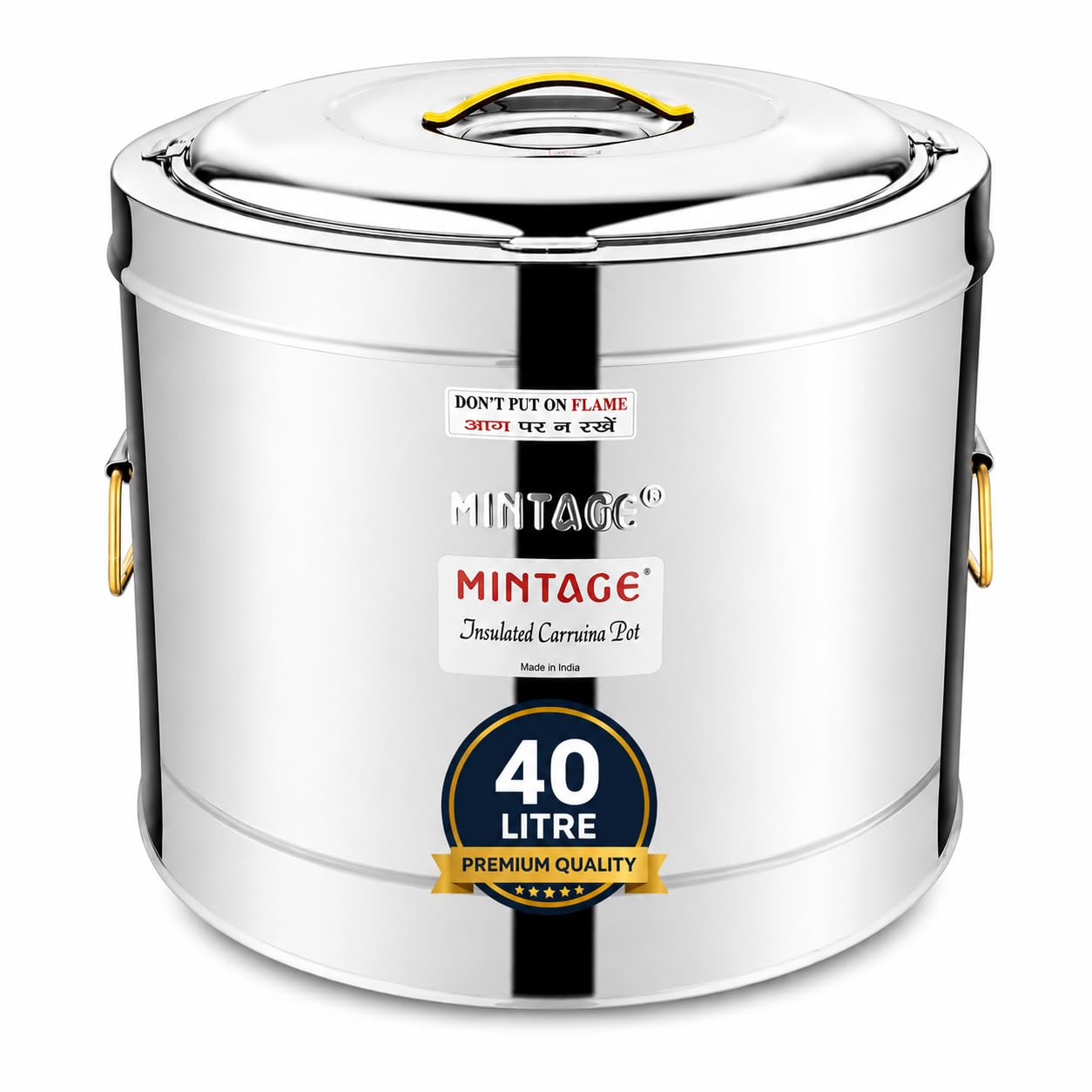 Mintage Sambar Pot 40 LTR | Hotpot Stainless Steel | Sambar Container with Lid | Casserole for Cooking | Hot Case with Side Handles | Canteen & Hotel Container | Biryani Box Puff Insulated Hot & Cold-image-40