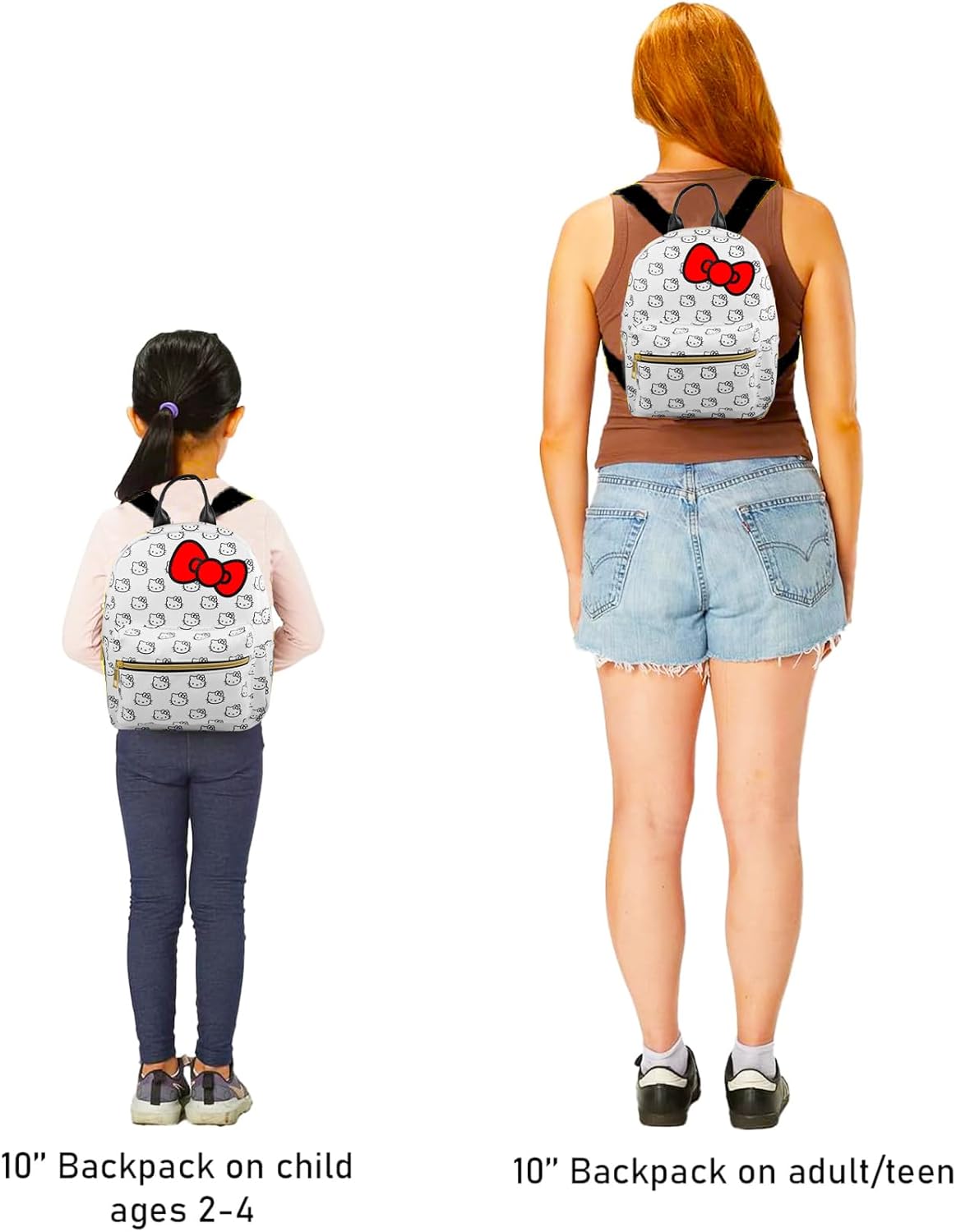 Hello Kitty Mini Backpack for Girls - Bundle with 10" Hello Kitty Backpack with Front Pocket Plus Stickers, More | Hello Kitty Backpack for Women