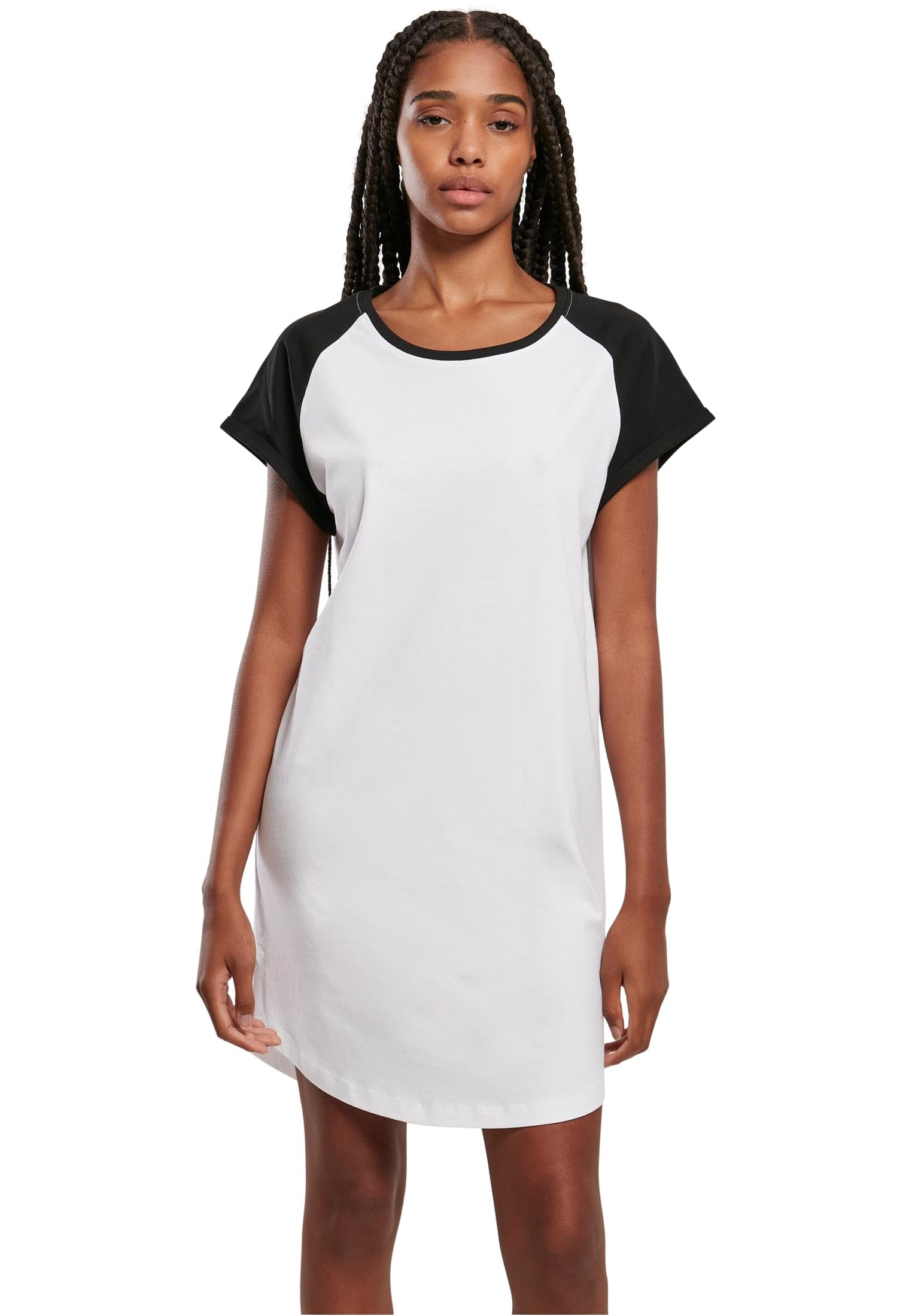 Urban Classics Ladies Contrast Raglan Tee Dress Damen – Weiß, Größe S