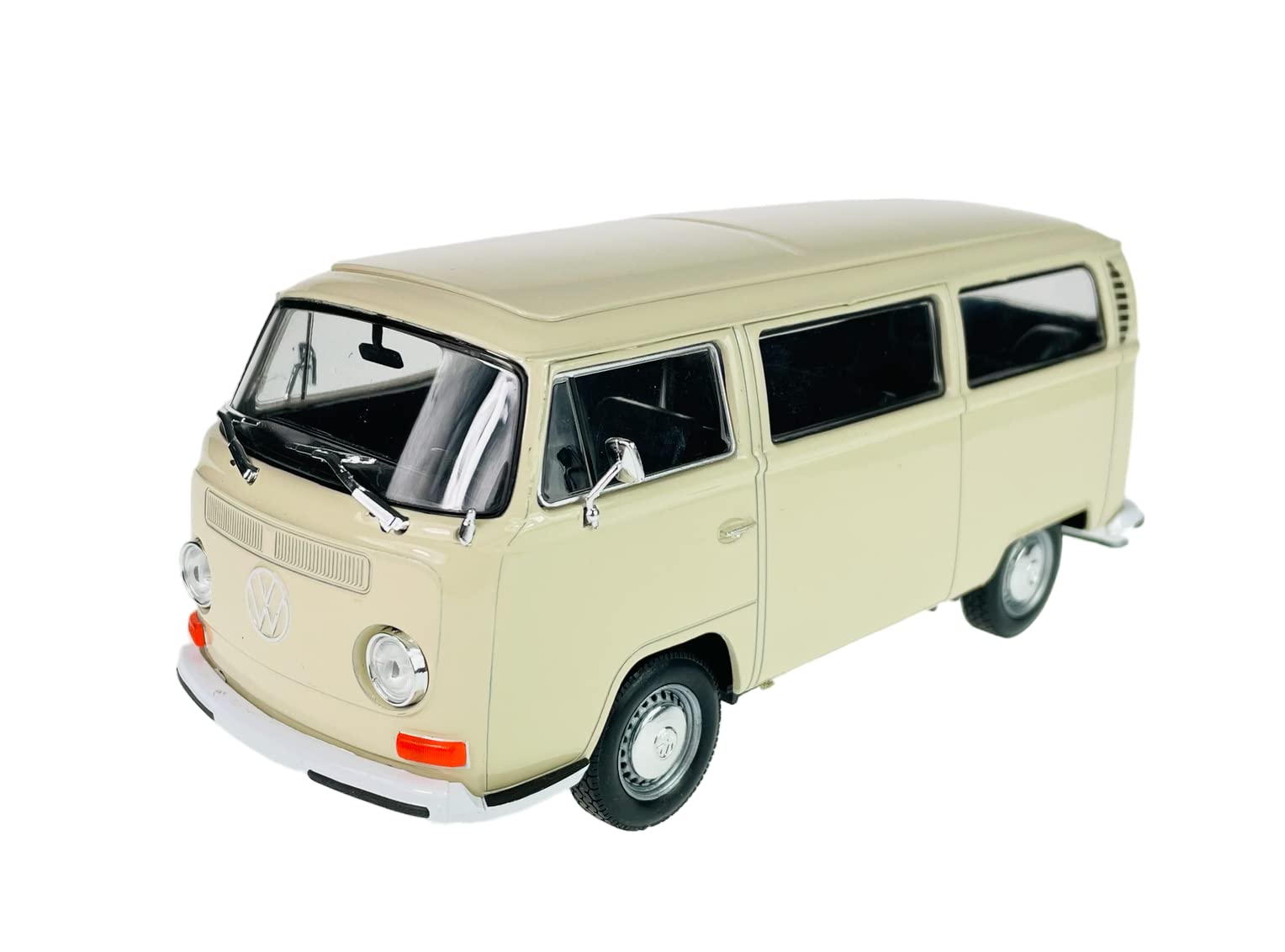 Welly modello auto compatibile con VW Volkswagen T2 crema White Beige Bus Transporter 1967 – 1979 ca 1/24 1:24 metallo modello auto Die Cast nuovo in scatola