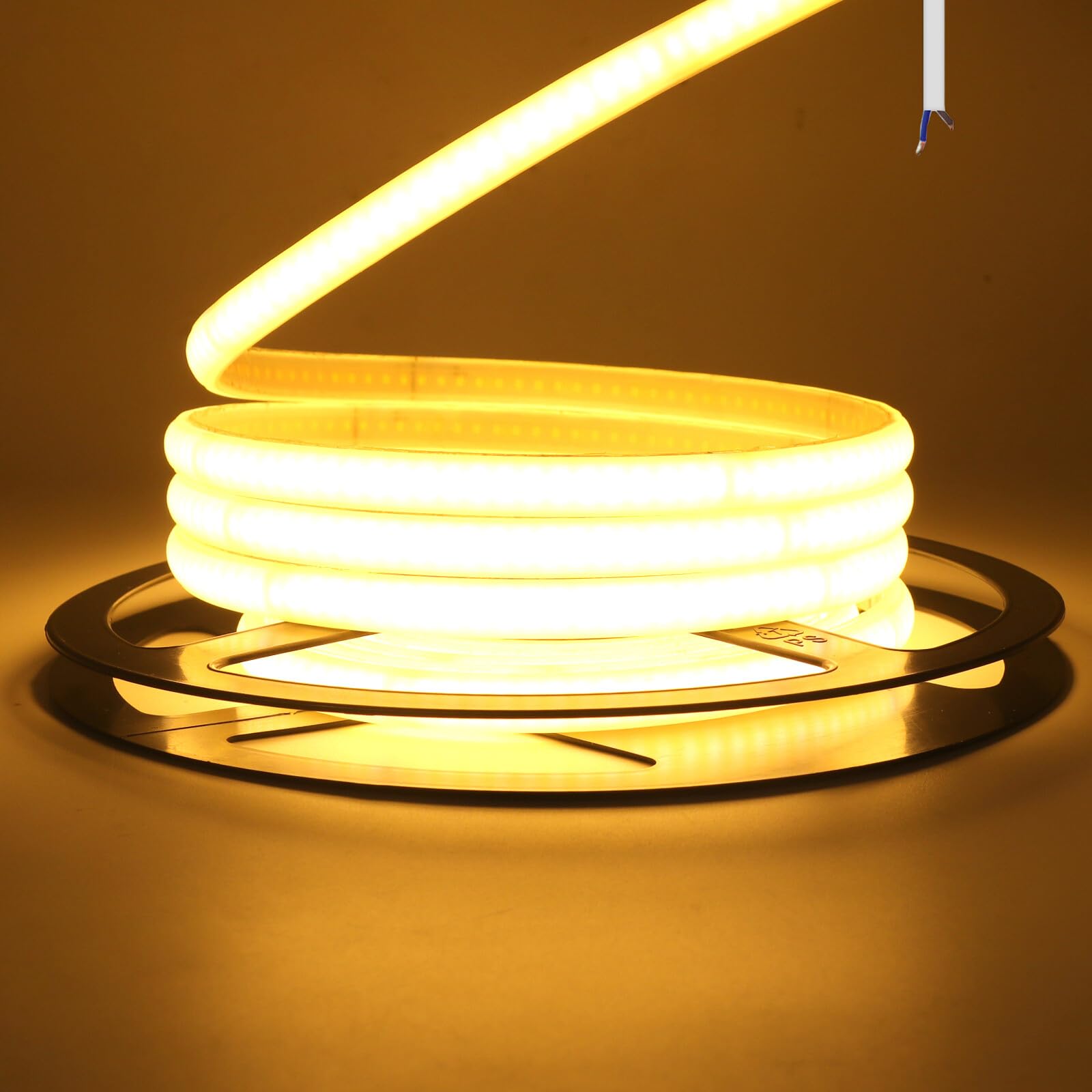 KAFULA 220V COB LED Neon Rope Light 25M, Width: 10mm, Warm White 3000K FCOB LED Fairytale Light, CRI 90+, Uniform and No Dark Spots, for Bedroom Cabinet Kitchen Decoration (No Power Supply)