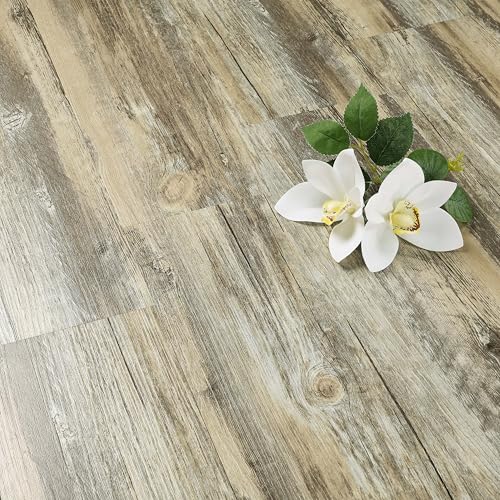 FunStick Laminas de Suelo Vinilo Autoadhesivo Efecto Madera Revestimiento Suelo Adhesivo para Baño Habitación Gris Marrón Rústico Papel Adhesivo para Suelos Cocina 90x15CM 17 Baldosas Interior Madera