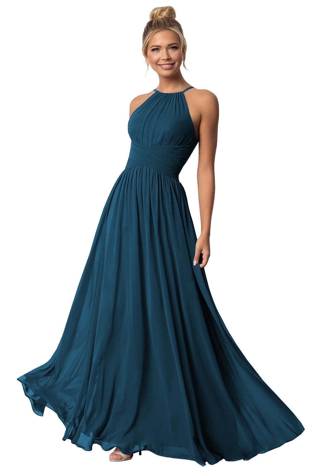 HANVAIOS Halter Bridesmaid Dresses Long Chiffon Formal Evening Dress for Women