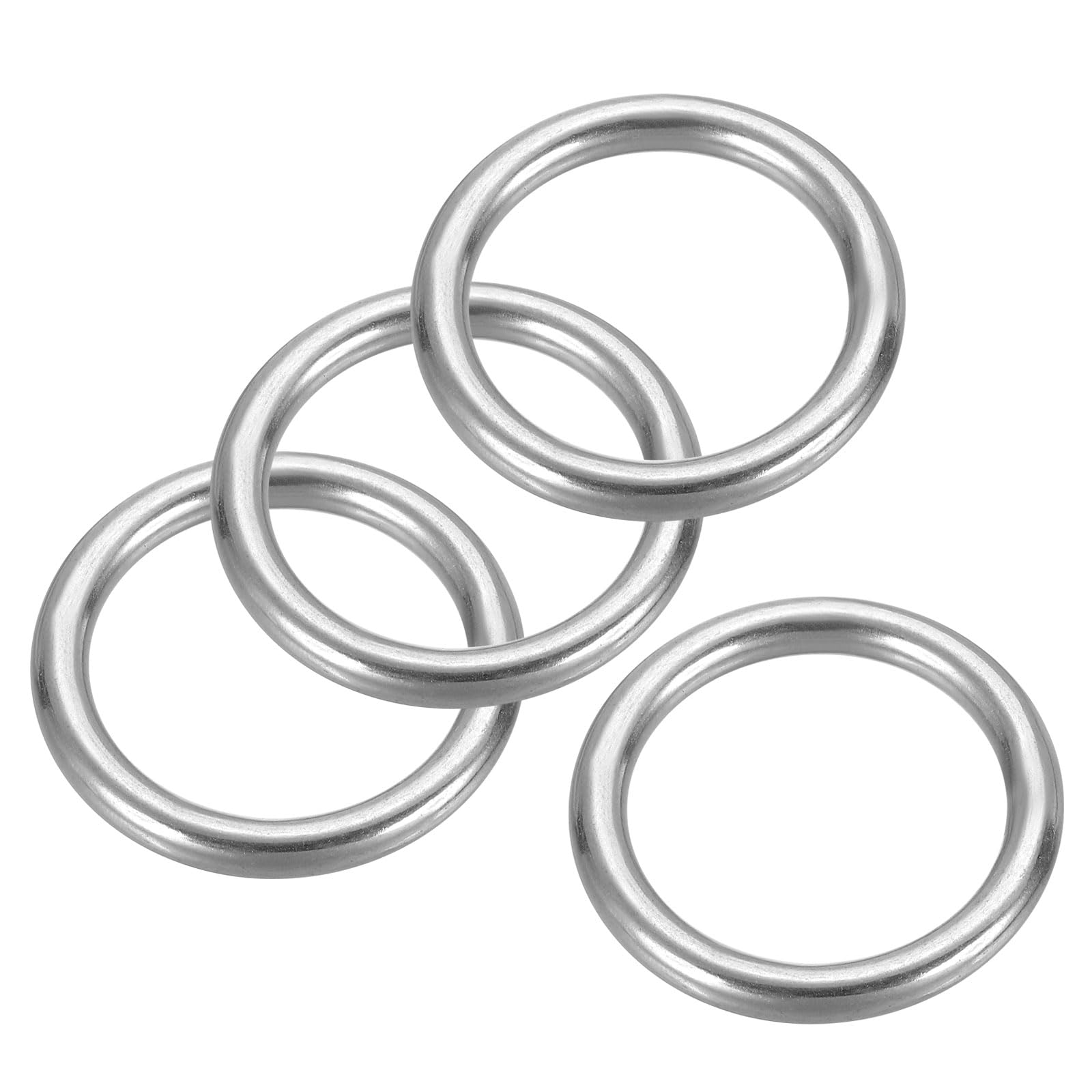 PATIKIL 4 Pcs Metal Rings 1.6 Inch 316 Stainless Steel Rings Marine Grade Multi-Purpose O Ring Welded Round Ring for Macrame, DIY Crafting, Hardware, Belt, Dog Leash, 8x40mm