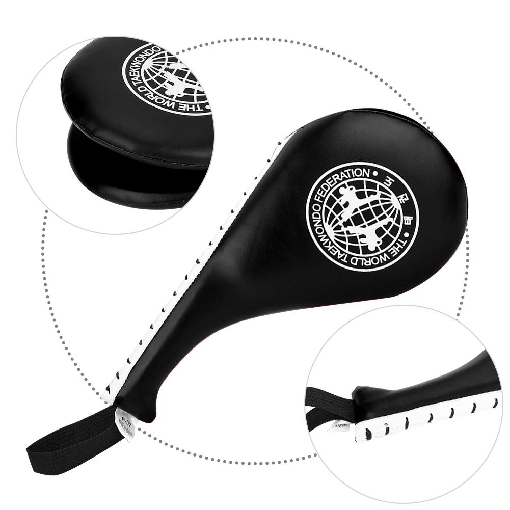BORDSTRACT Taekwondo Kick Pads, Confezione da 2 Imbottiture in Pelle PU E Spugna Ad Alta Densità Kickboxing Striking Pad, Attrezzatura da Allenamento Per Karate, TKD, Arti Marziali, Dojo(Nero)