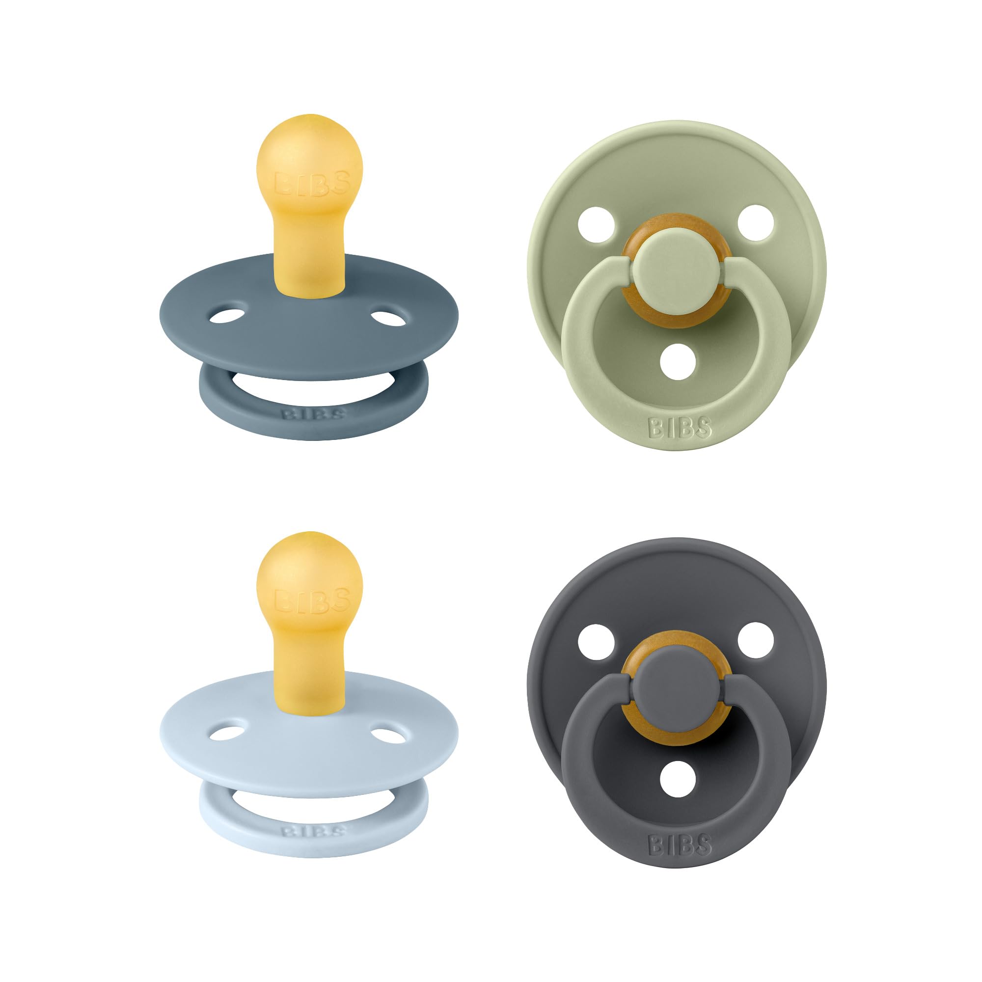 BIBS Dummies Colour 4-Pack, BPA Free Dummy Pacifier, Round Nipple Soothers, Natural Rubber Latex, Made in Denmark. 6-18 Months (Pack of 4), Baby Boy Colours — view 22
