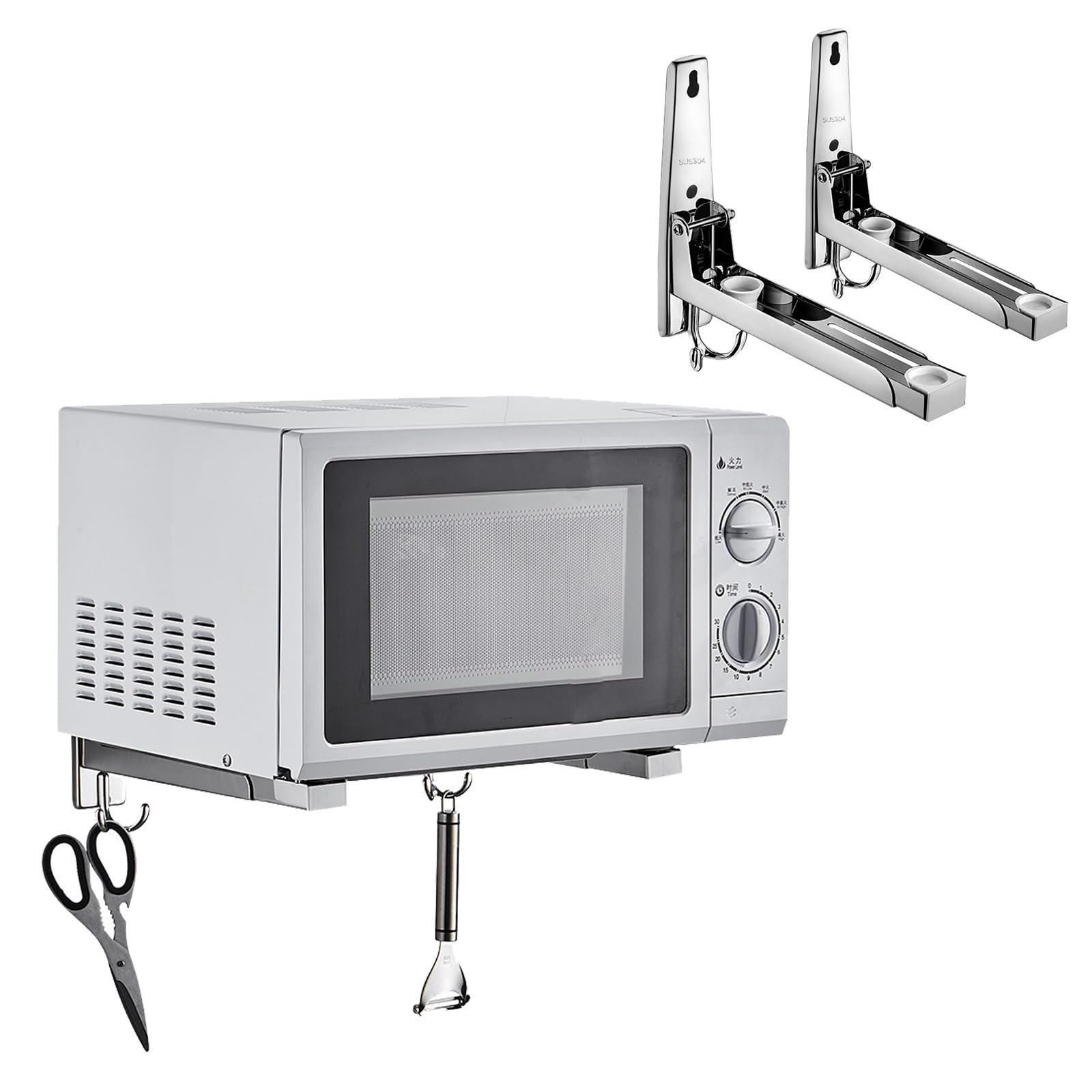 HJXGQJM Mikrowelle Stretch Regal, Küche 304 Edelstahl Mikrowelle Backofen Wandhalterung Halterung Regal, Rack Halterung Mikrowelle Wandhalterung Für Mikrowelle Backofen Mikrowellenhalter