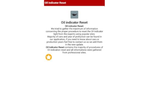 Oil indicator Reset
