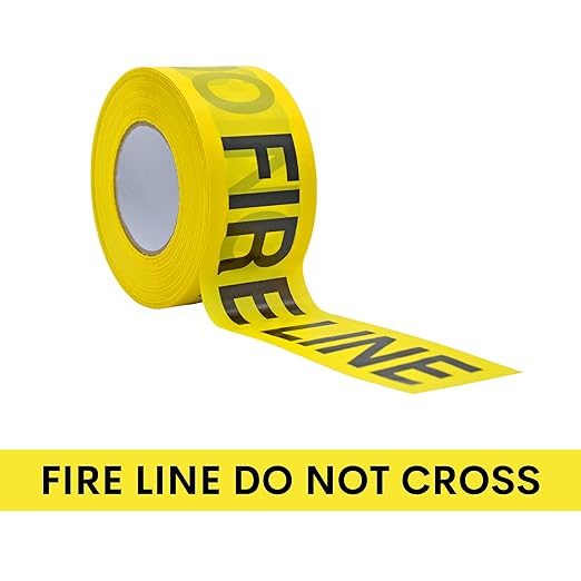 WOD BRC-FLDNC Barricade Caution Tape - 3 inch x 1000 feet - High Visibility Bright Yellow w/Bold Black Text FIRE LINE DO NOT Cross for Workplace Safety, Non-Adhesive & Heavy-Duty