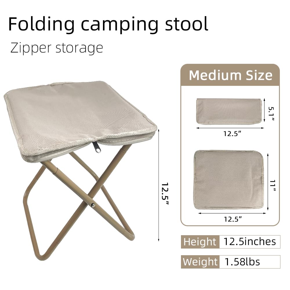JXITON 1 Pack Portable Stool,Fishing Stool, Foldable Camping Stool, Multifunctional Stools, Zip Handbag Packed Stool Convenient for Travel/Hike/Wait in Line