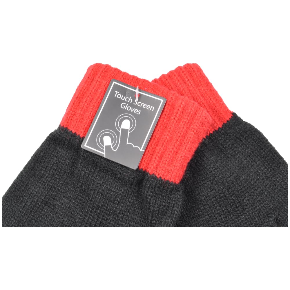 AC Milan Gant uni avec patch en tissu, écran tactile, 95% PC 5% EA MILANI 143486, Noir, taille unique