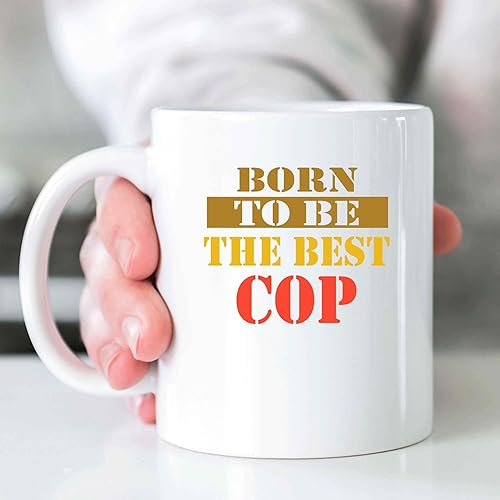 Miniatura 4 de Police-themed Gift, Perfect for Mother's Appreciation Day - Born To Be the Cop, Funny Quote on Large 11 Oz White Ceramic Coffee Mug
