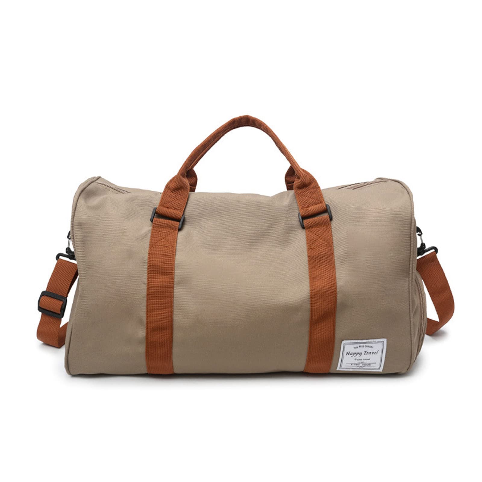 FANDARE Borsone da Viaggio Borsone Palestra Sportiva Borsa Palestra Borsa Sportiva Weekender Donna Uomo Piscina Palestra Borsa a Spalla Grande Capacità Borsa a Tracolla con Scomparto Scarpe Cachi