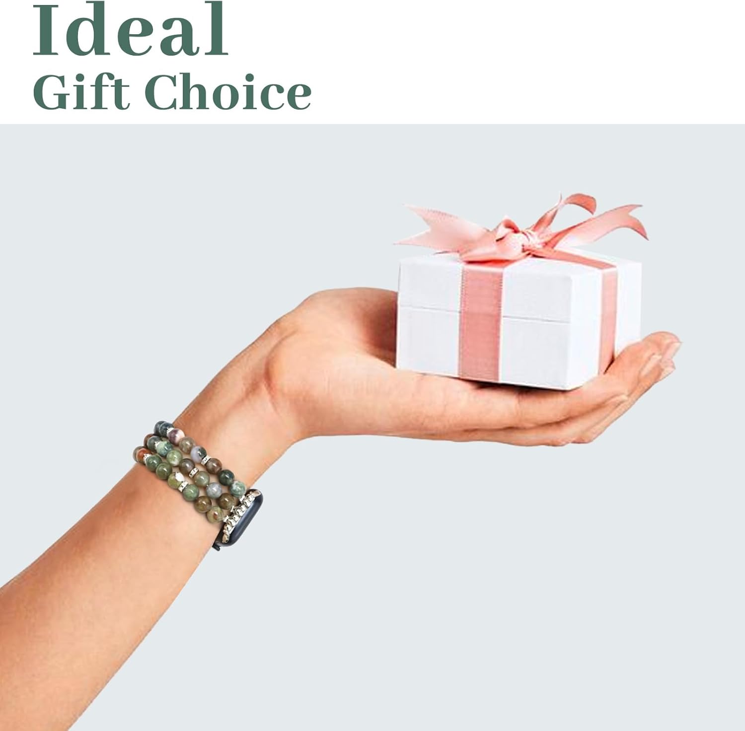 JR.DM Natural Stone Beaded-Bands Women Compatible with Apple Watch Series 11 10 9 8 7 6 5 4 SE 3 2 1 Fashion Stretch Handmade Bracelet Fancy Boho Elastic Strap for iWatch 38/40/41/42mm(S10/11) Gift - Image 8