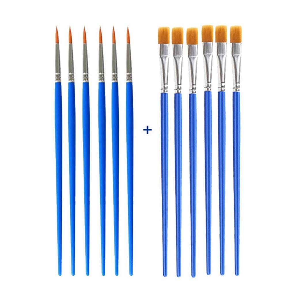 12 Uds. Pincel de Pintura con Detalle de Pelo de Nailon para niños, Suministros de Arte DIY, Herramienta para Artista de Acuarela, Pincel de Pintura, artículos de Dibujo artístico