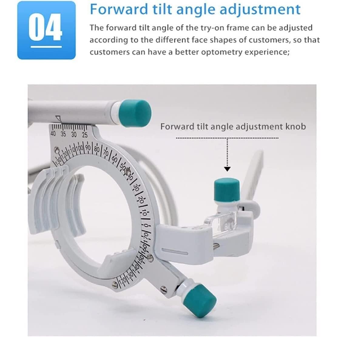 Optischer Testlinsenrahmen, verstellbarer optometrischer universeller optischer Testrahmen, PD 48~80 mm Augenoptometrie-Optiker, für die visuelle Inspektion in Optikgeschäften, Krankenhäusern und Auge