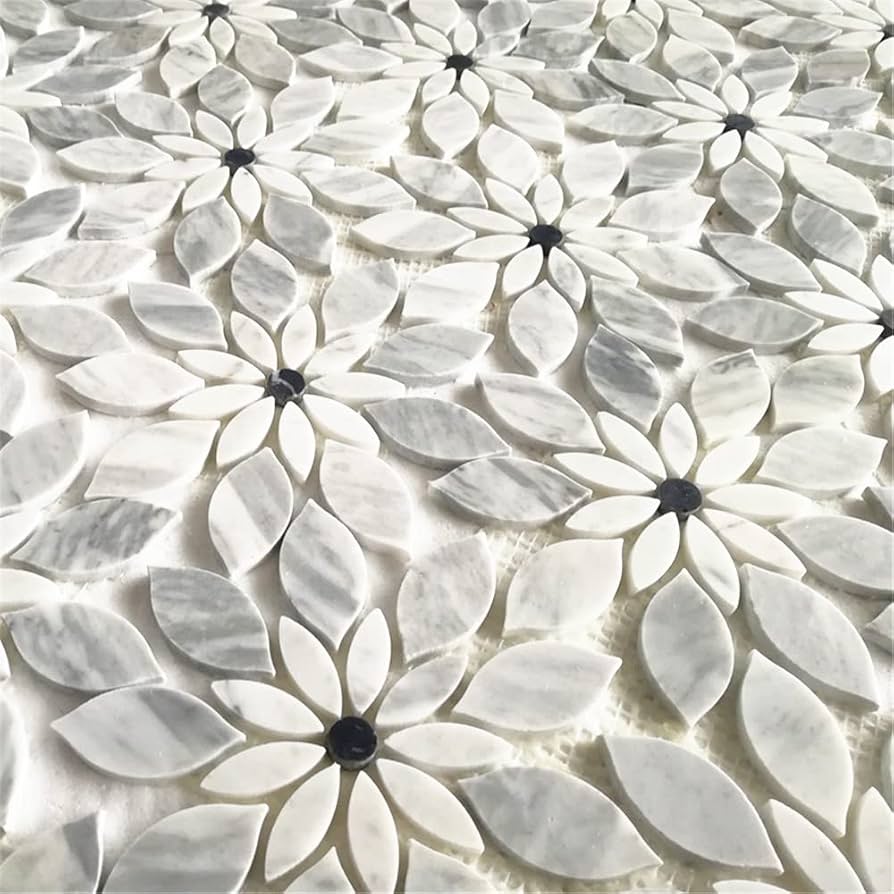 Stone Center Online Carrara White Marble Wildflower Rain Flower