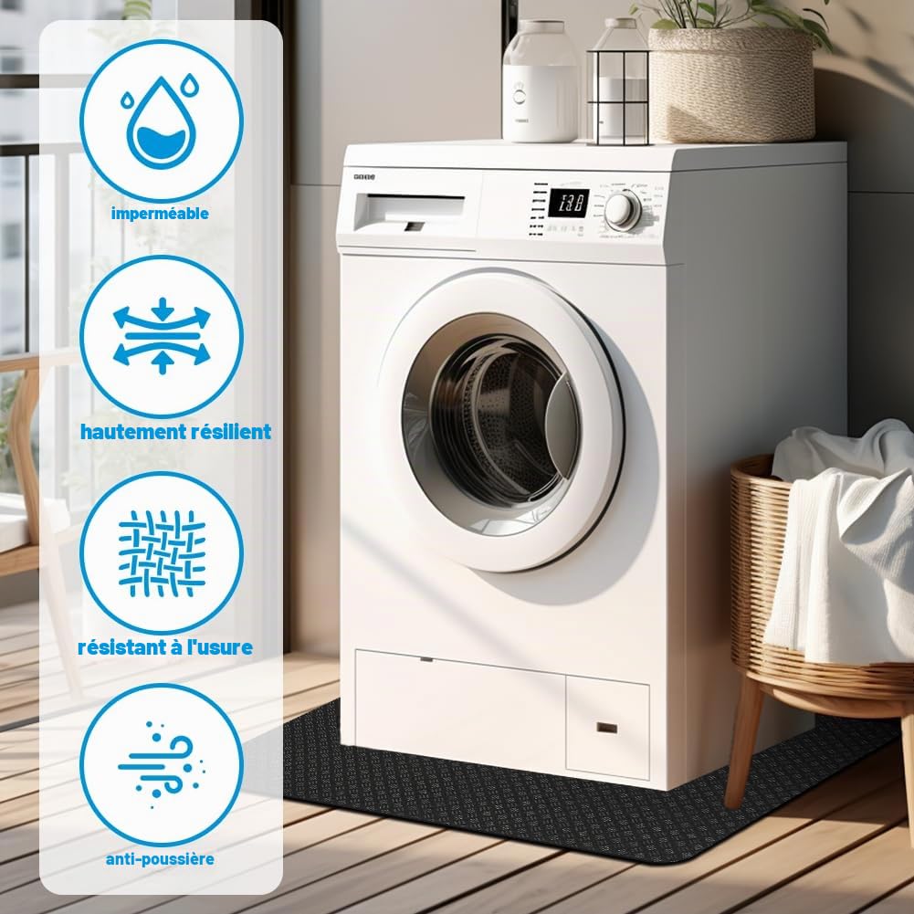 Tapis Anti-Vibration Antidérapant des Deux Côtés pour Machine à Laver, Tapis Antidérapant et sous-Couche pour Machine à Laver, en Caoutchouc Imperméable pour Amortir Les Vibrations