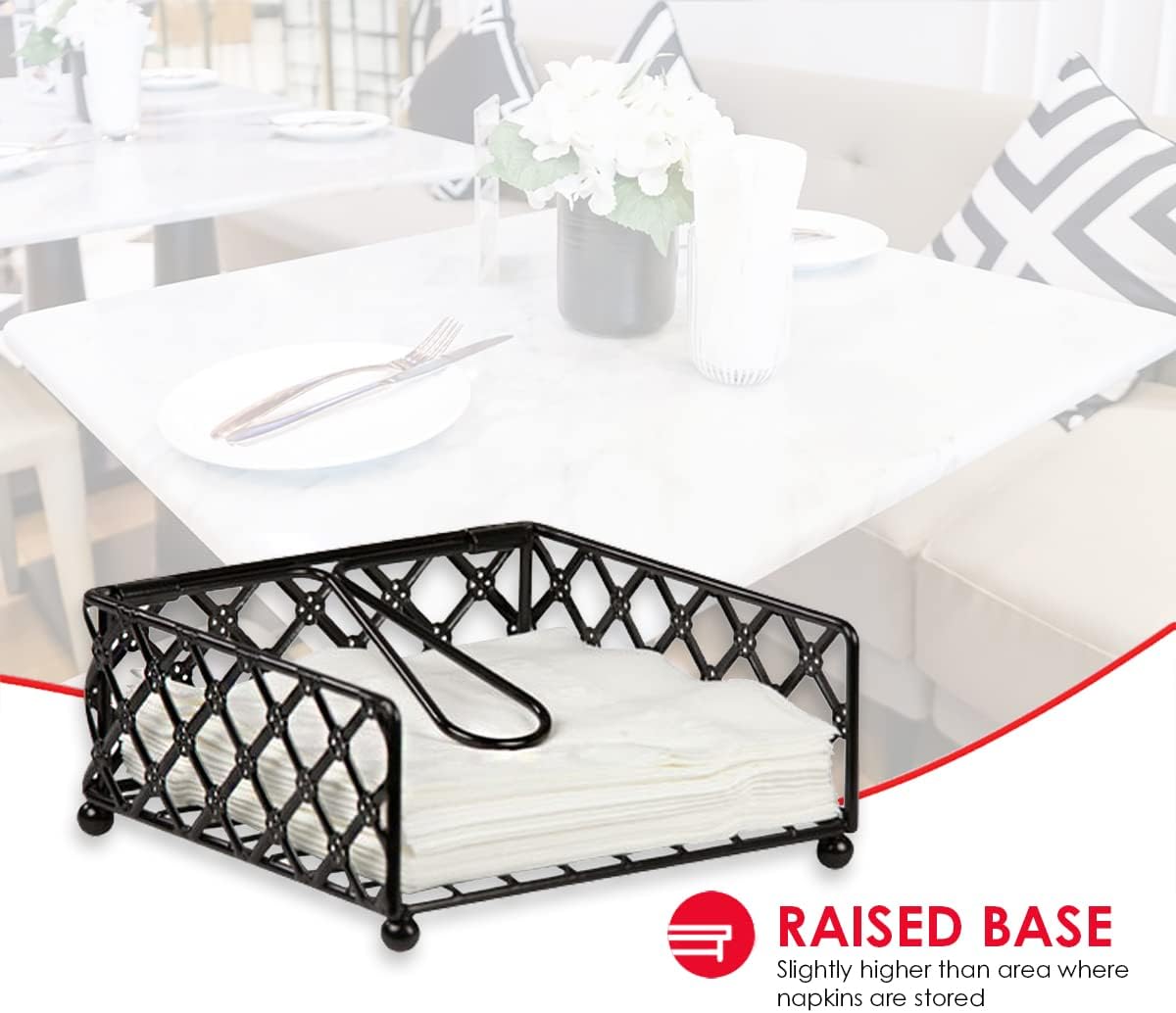 Free Shipping Offer Home Basics Lattice Flat Napkin Holder, 7.12 x 7 x 8