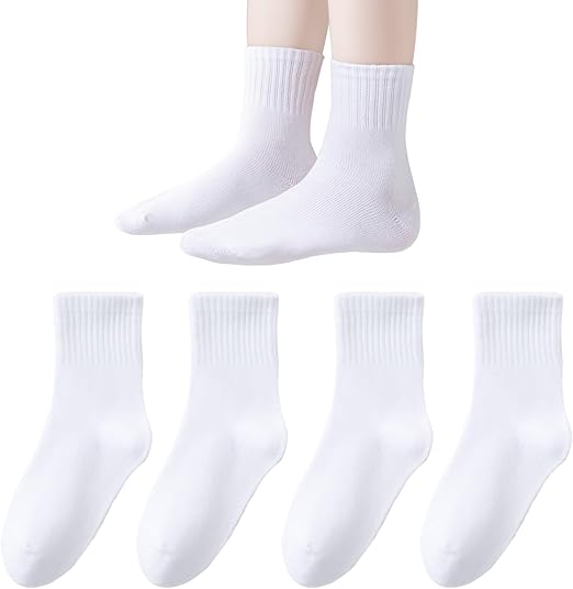 Marchare Kids Seamless Socks Boys Girls Cotton Athletic Socks School Ankle Socks with Retro Stripes 6 Pack