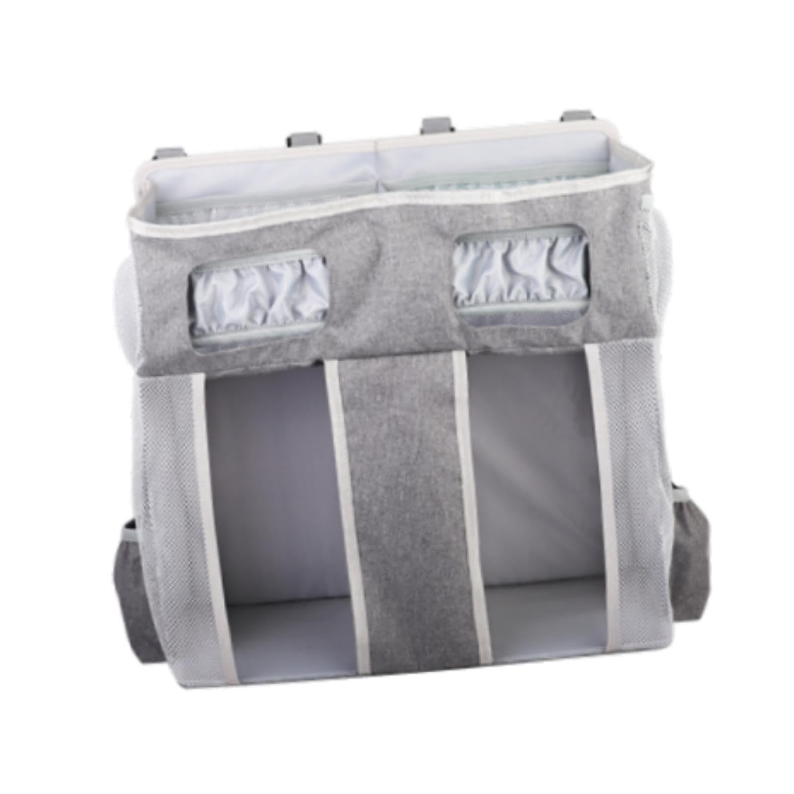 perfk Organizador de pañales colgante, organizador de guardería, cunas espaciosas, porta biberones, cambiador para niños y niñas, juguetes, bolsa de, Gris