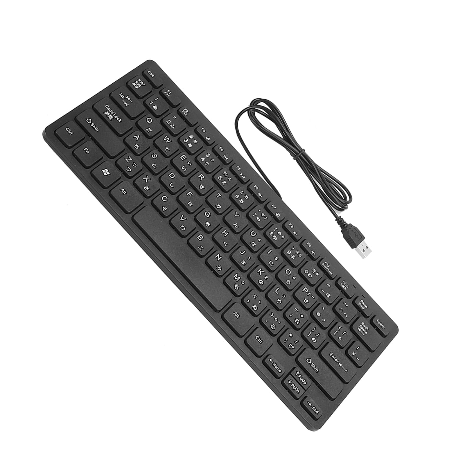 Leapiture Tastiera, Mini Tastiera Giapponese Cablata 78 Tasti Interfaccia USB Tastiera Desktop Tastiera Compatta Cablata Ultra Sottile(Nero