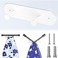 Vista 12 de Soporte para tabla de planchar para montaje en pared, colgador de tabla de planchar con ganchos extraíbles, gancho para tablas de planchar de acero